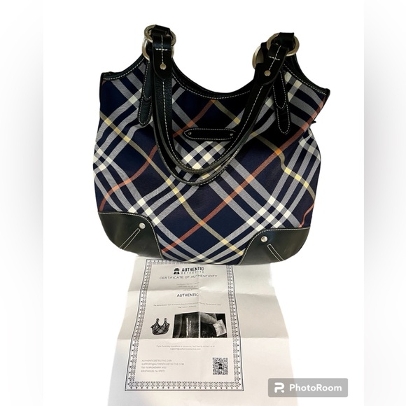 Burberry Blue Plaid Shoulder Bag w/COA - Picture 11 of 11